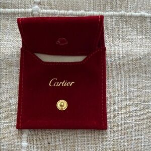 Cartier Burgundy Velvet Pouch with Gold Logo